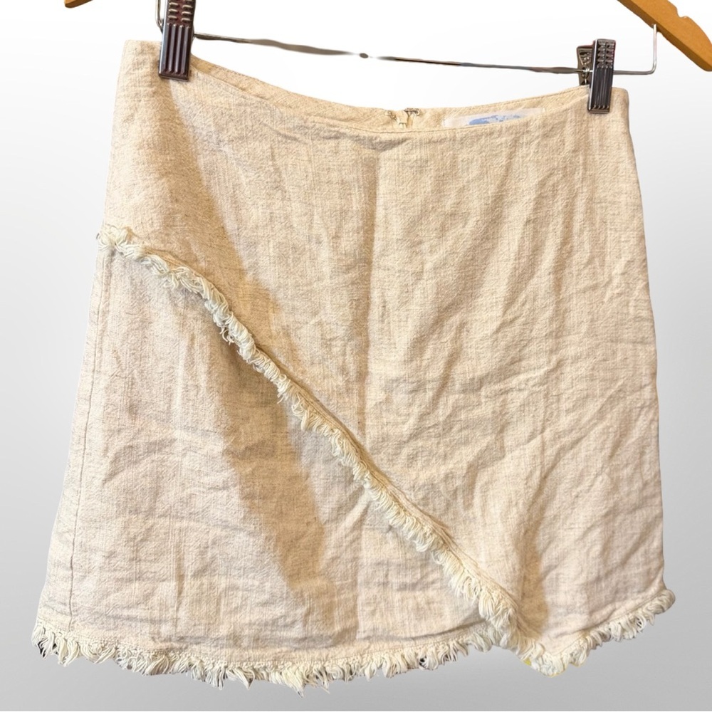 Classic Linen Skirt | Raw Hem | Size Small
